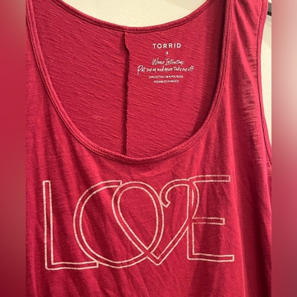 Torrid Red Love Tank Top, size 4 - Picture 2 of 7
